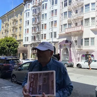 Steve in front of the Vertigo Hotel