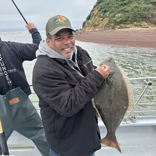 Rudy first catch of the day halibut