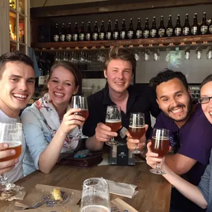 Enjoying empanadas and locally brewed beer on our Pint - Parks - Politics tour.