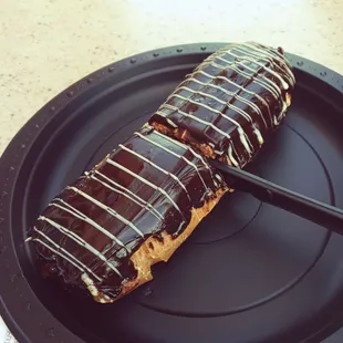 We split a chocolate eclair