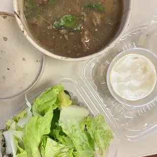 Italian Sausage and Potato Soup, Combo Salad and Italian Dressing.