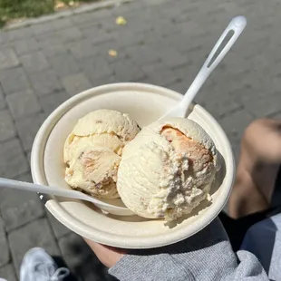 two scoops of vanilla ice cream