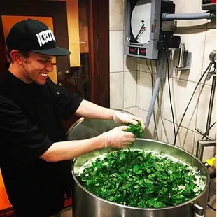 Making Fresh Mint Chip Ice Cream
