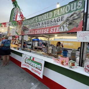 people at a food stand
