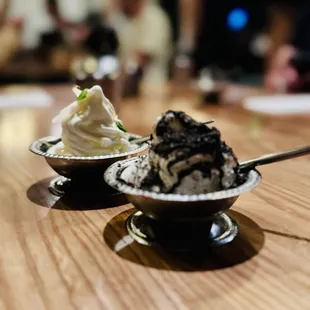 Soft serve - black sesame and melon