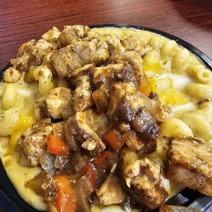 Jerk mac and cheese bowl