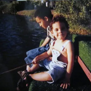 My boys siring by the water edge years ago,