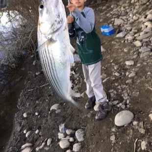 Lol.. my nephew caught a fish in the river.