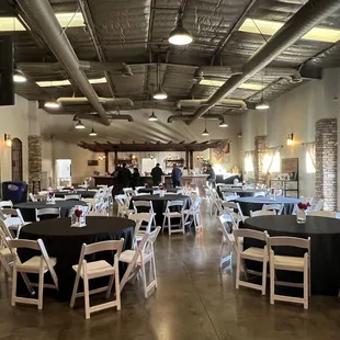 Indoor party set up with tasting counter in the background