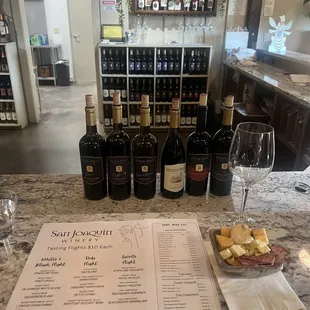 Selection of reds and white and wine list. Can mix and match from any column.