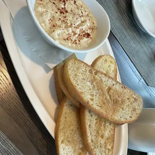 Lump crab dip and crostinis