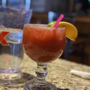 JUMBO Strawberry/Peach margarita on the rocks