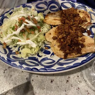 Chori Pollo with no cheese and salad.