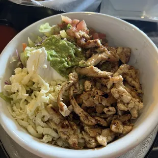 Burrito bowl with grilled chicken