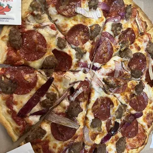 Pepperoni red onion and Italian sausage