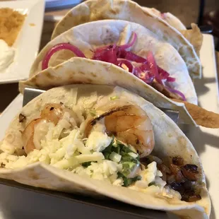 Shrimp taco and California fish taco