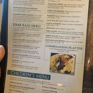 Taste of Mexico and children's menu.
