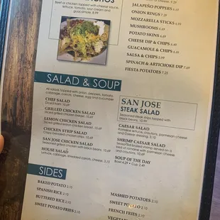 Appetizers, salad &amp; soup, sides.