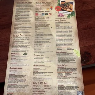 Back of menu