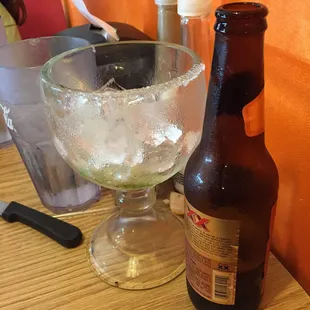 a beer and ice