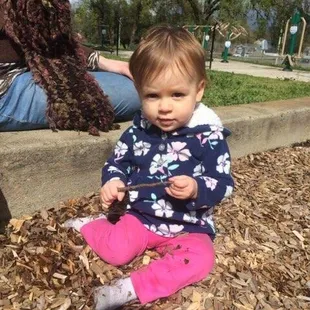 3/24/18 My then 13 month old playing in the bark!