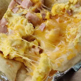 Ham Egg and Cheese Breakfast Taco