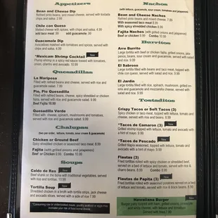 Appetizers, quesadillas, etc.