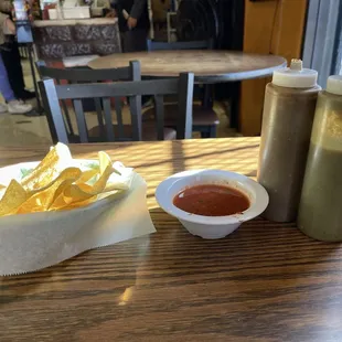 Chips and 3 kinds of salsa