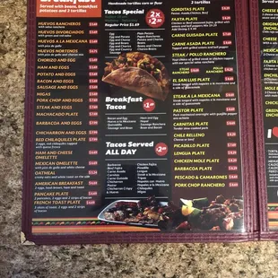 a menu for tacos lunch