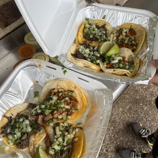 two trays of tacos