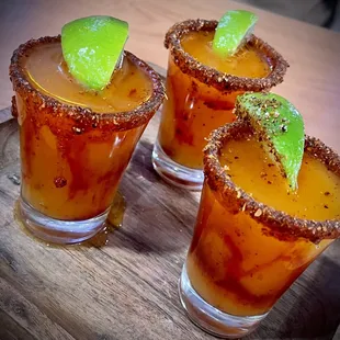 three glasses of tequila