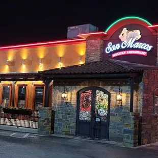 the front of the restaurant