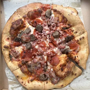 Large meat lovers pizza