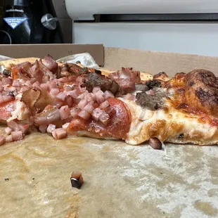 Large meat lovers pizza