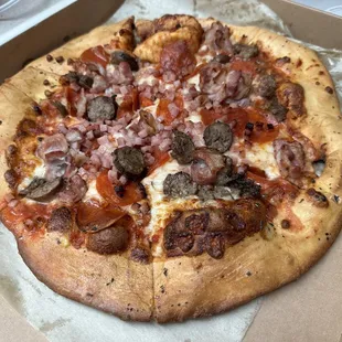 Large meat lovers pizza