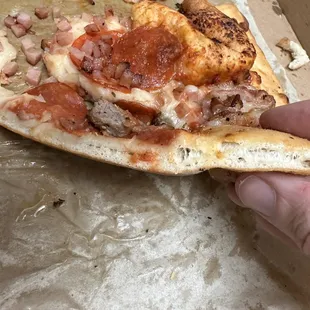 Large meat lovers pizza