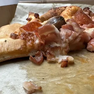 Large meat lovers pizza