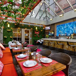 the outdoor dining area