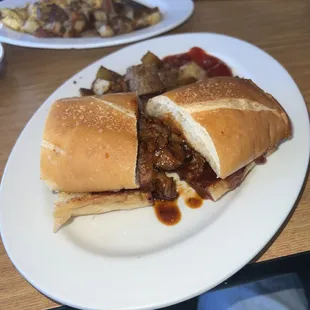 Homemade bbq tri-tip sandwich