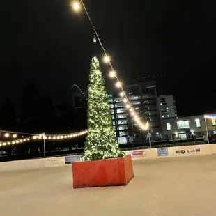 Center of the skating rink.