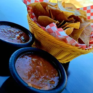 Chips and warmed salsa.. the best!!