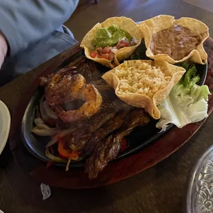 Beef and shrimp  fajitas