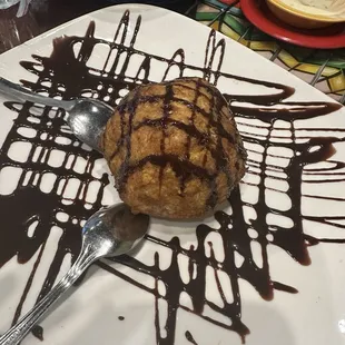 Fried ice cream with no whip cream or strawberries