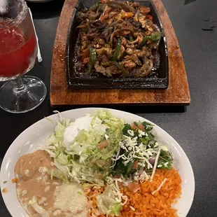 Mixed chicken and beef fajitas for two