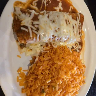 Beef Burrito with Mexican rice