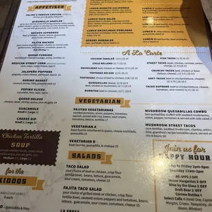 Lunch menu
