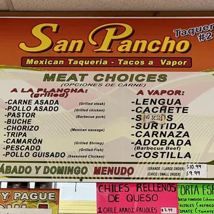 Big menu on the wall above the order counter - Part 2 of 3.