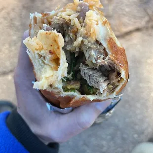 Cheese Crust, San Pancho Style, Carnitas Burrito