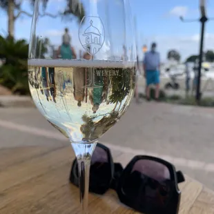 a glass of white wine