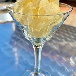 Potato chips that came with my bubbles wine flight at Toast Bubble Bar (connected to San Pasqual)